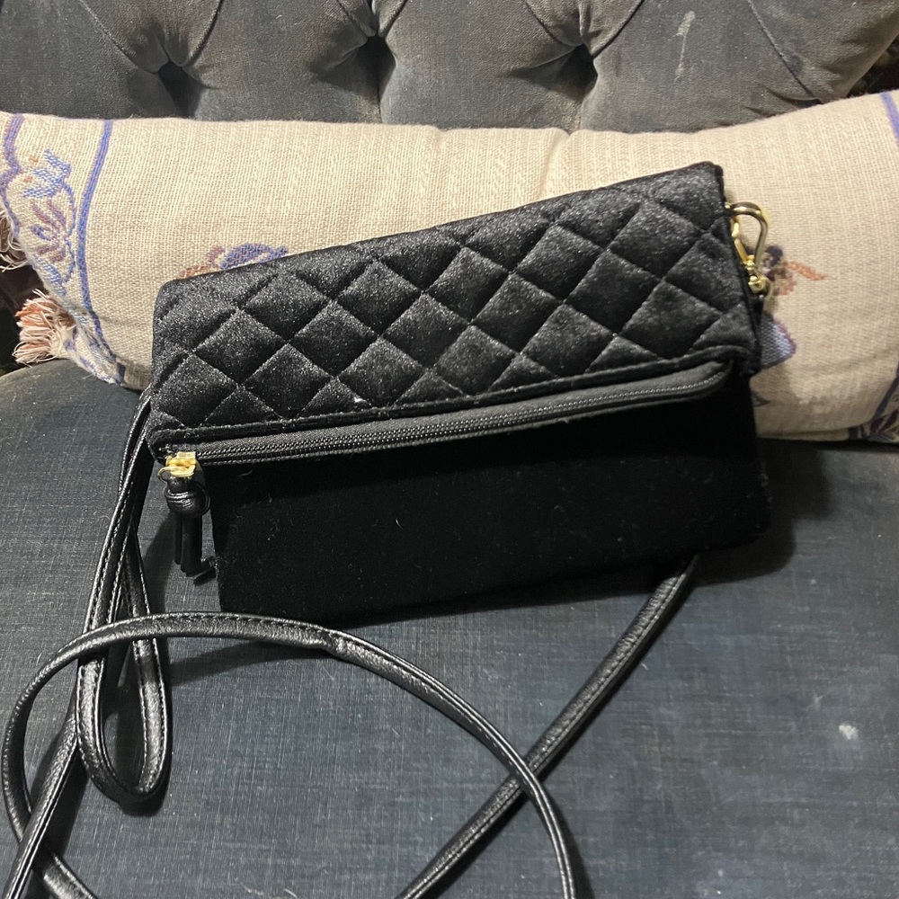 Faux Velvet City Streets Crossbody Purse